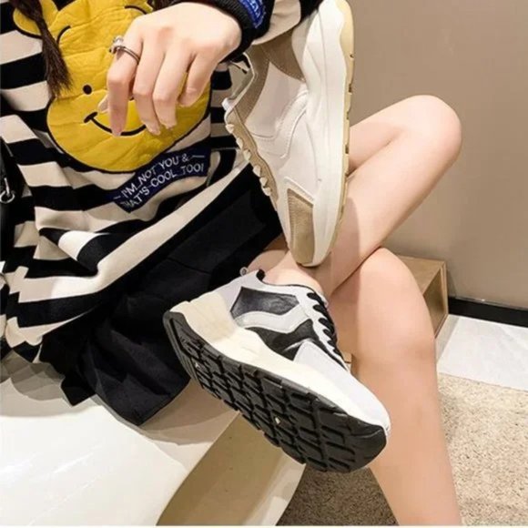 New Women thick-soled casual dad shoes soft-soled color-blocking sports Size 8 - Picture 3 of 4